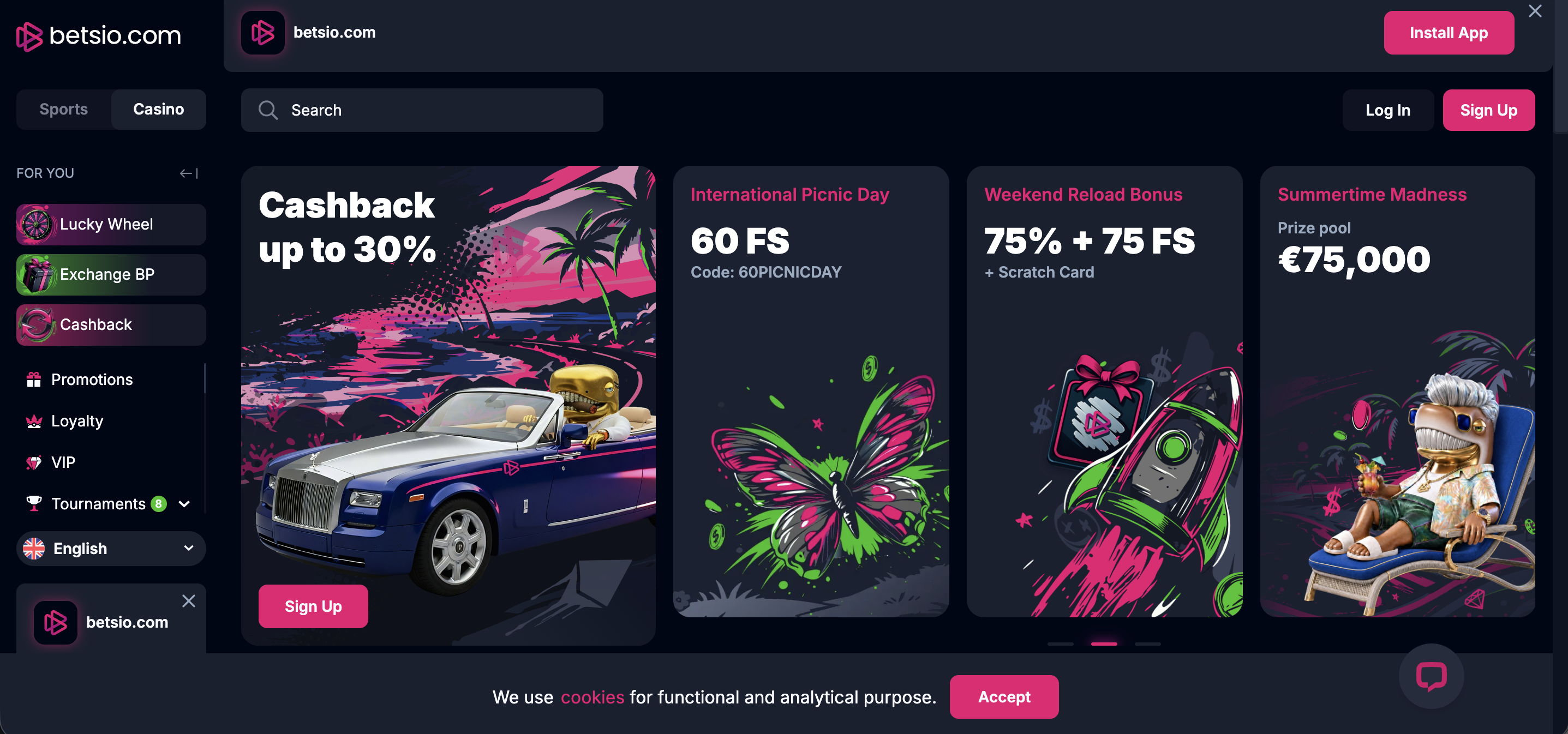 Betsio Casino casino screenshot