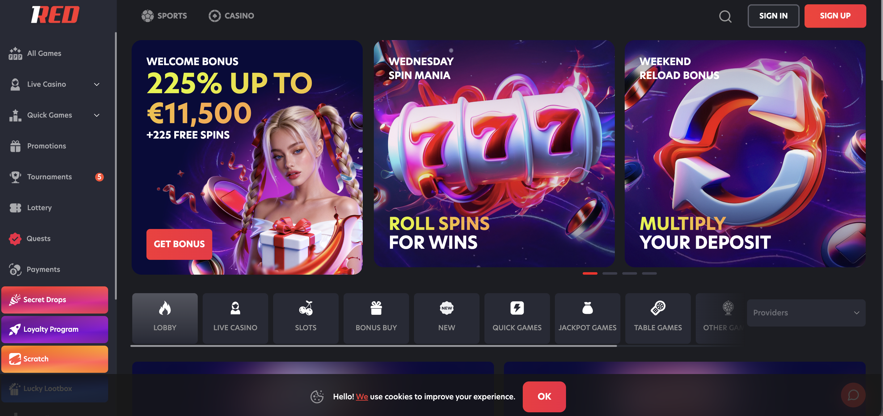 1Red Casino casino screenshot