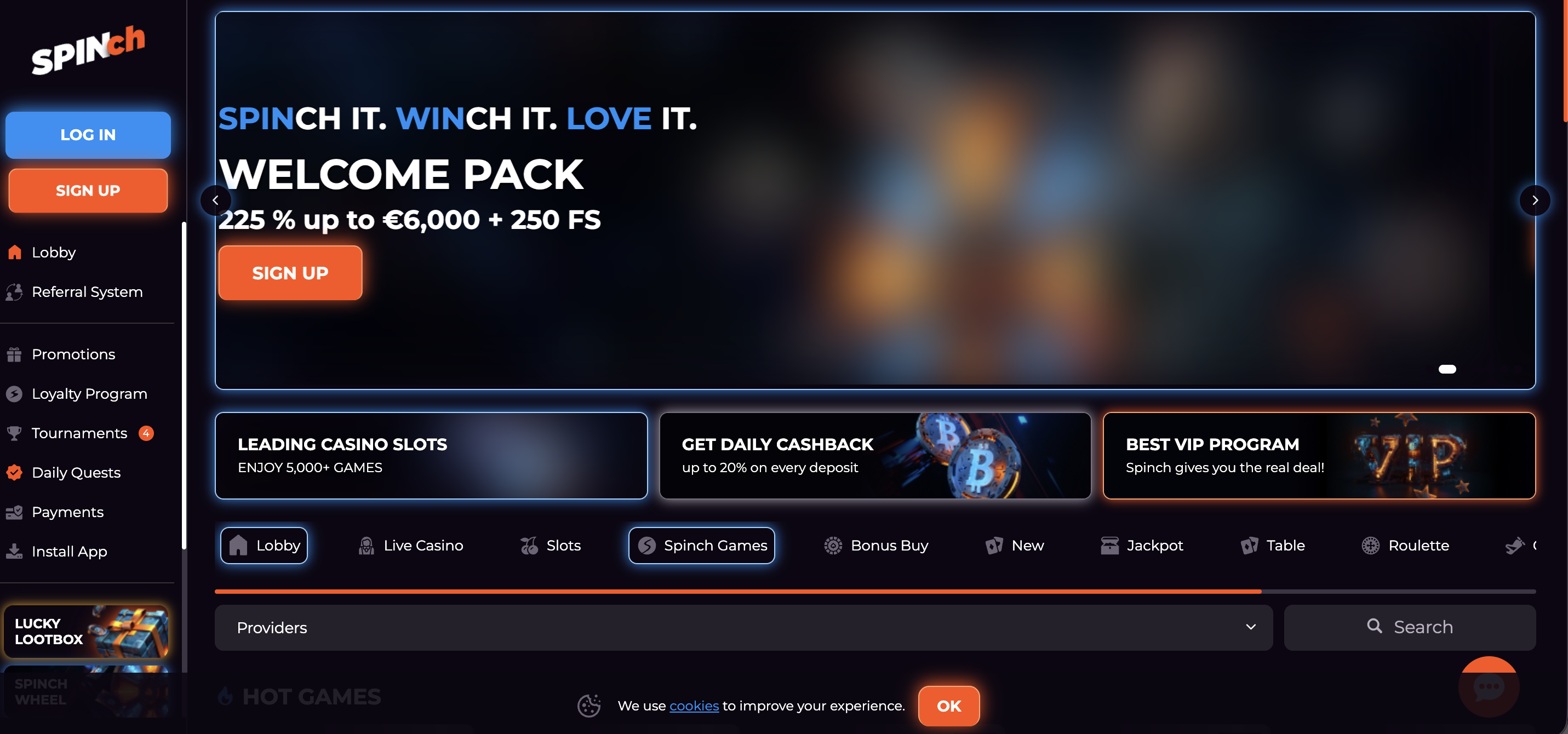 Spinch Casino casino screenshot